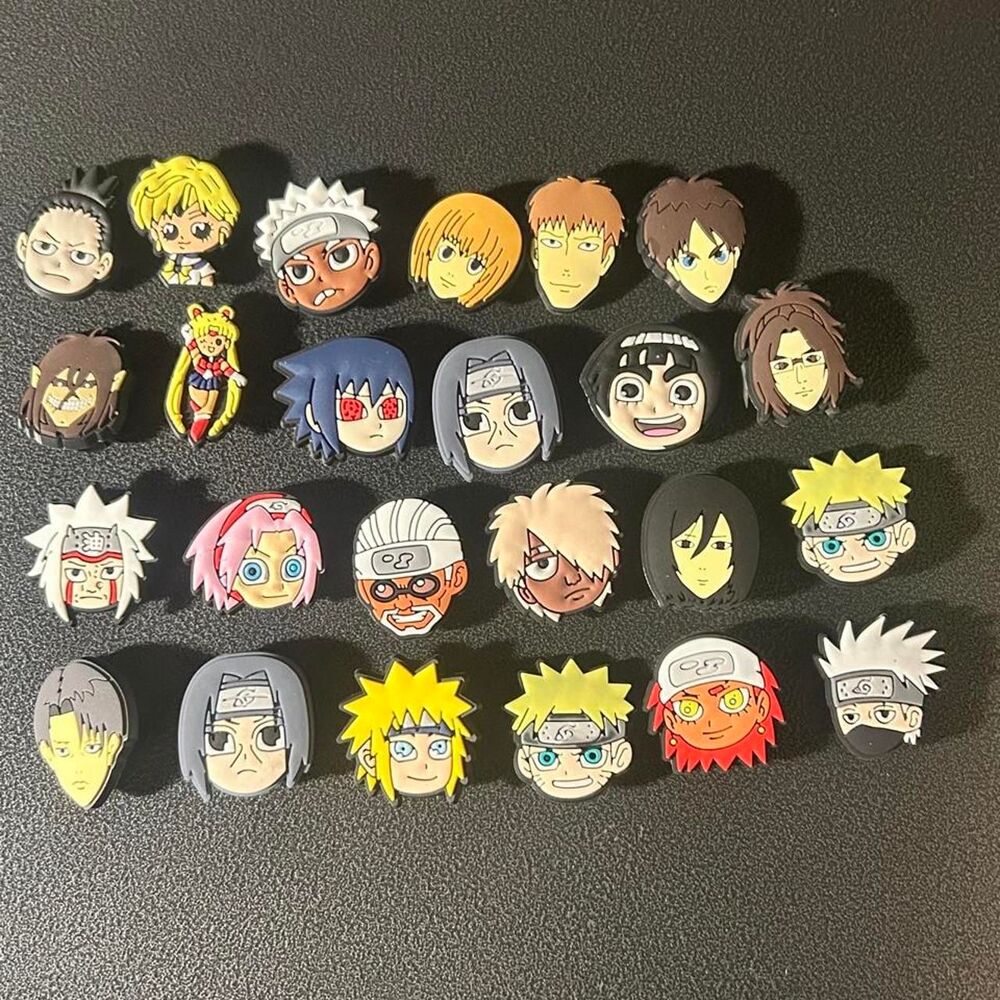 Naruto and various  anime character pins 24 shoe charms total